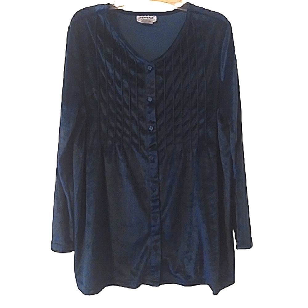 Y2K Vintage Velvety Christmas Green Tunic Top, Size: Large